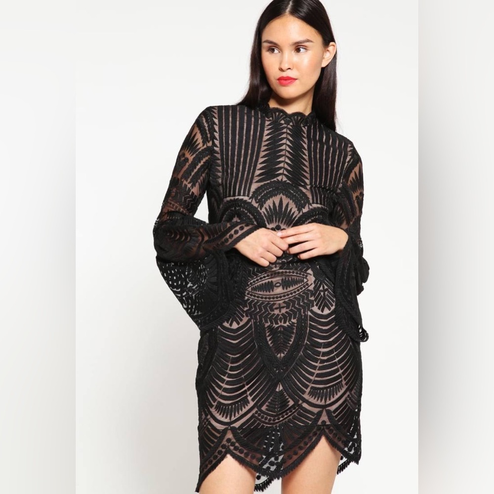 Bardot Nude Black Lace Dress Size Small S